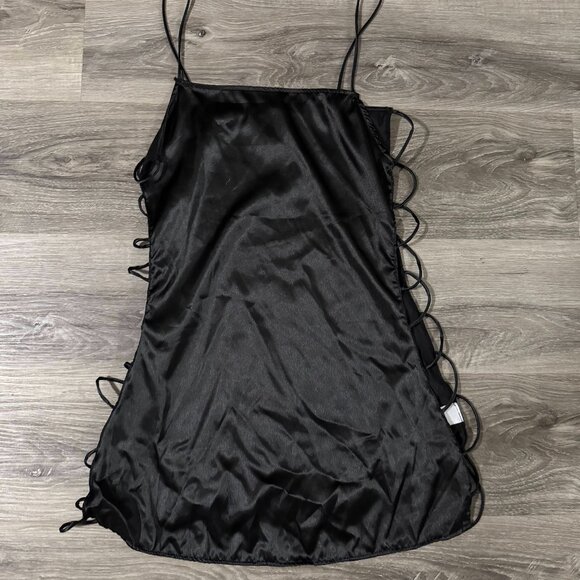 XL Black Mini Slip Dress with Cutouts - Picture 1 of 1